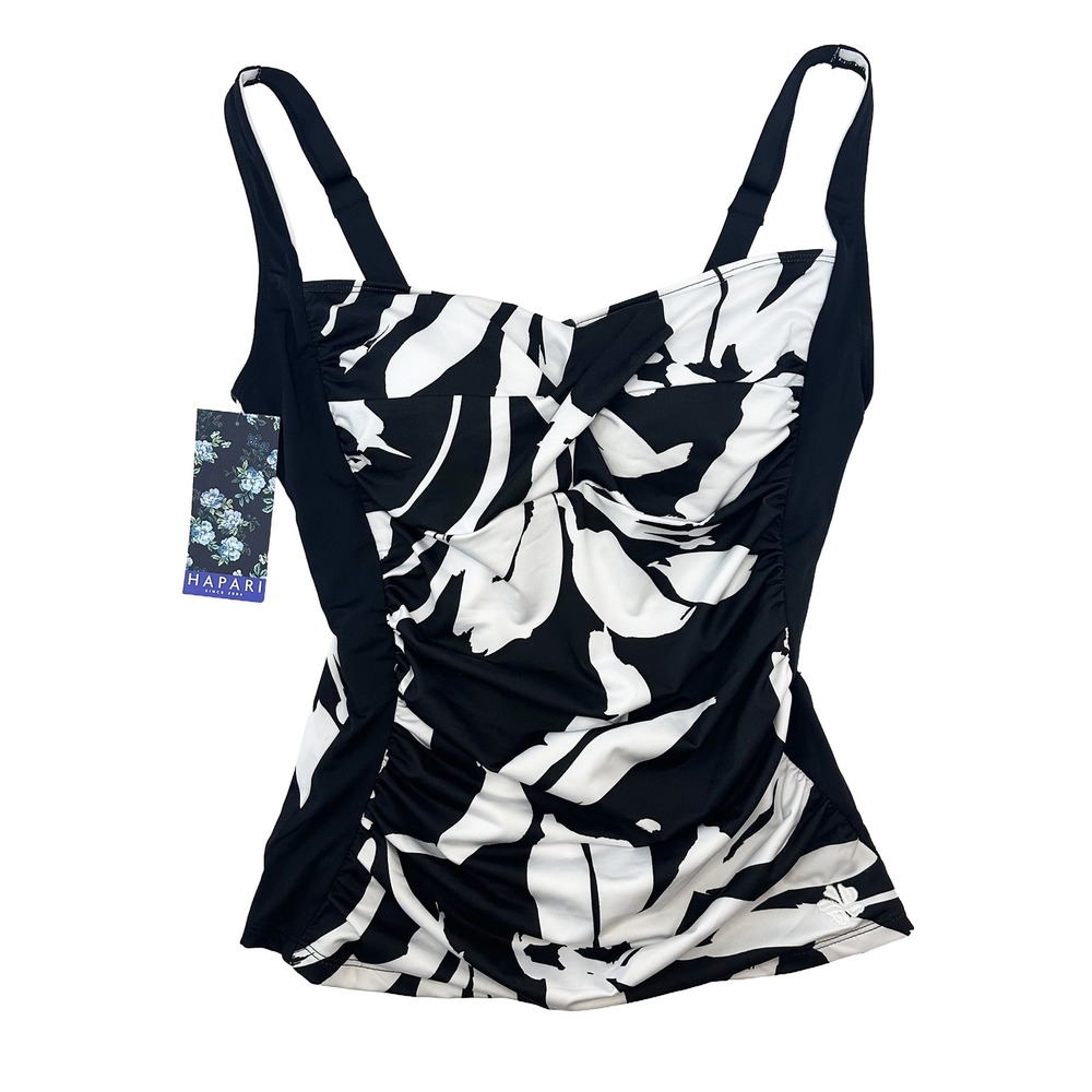 HAPARI Raven Slimming Tankini Top NWT • Large • black, white